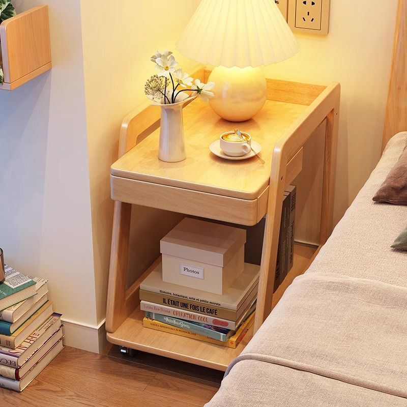 实木沙发多功能移动茶几家用茶水卧室床头置物架床头柜客厅小推车