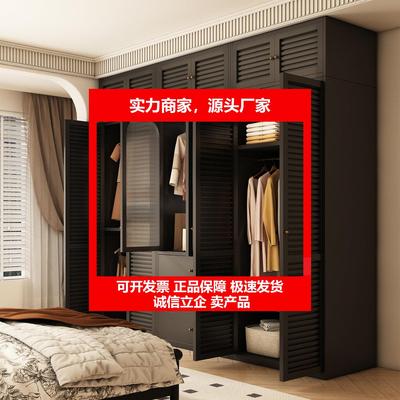 新款碳钢衣柜家用卧室出租房金属钢制简易组装衣橱组合复古风收纳