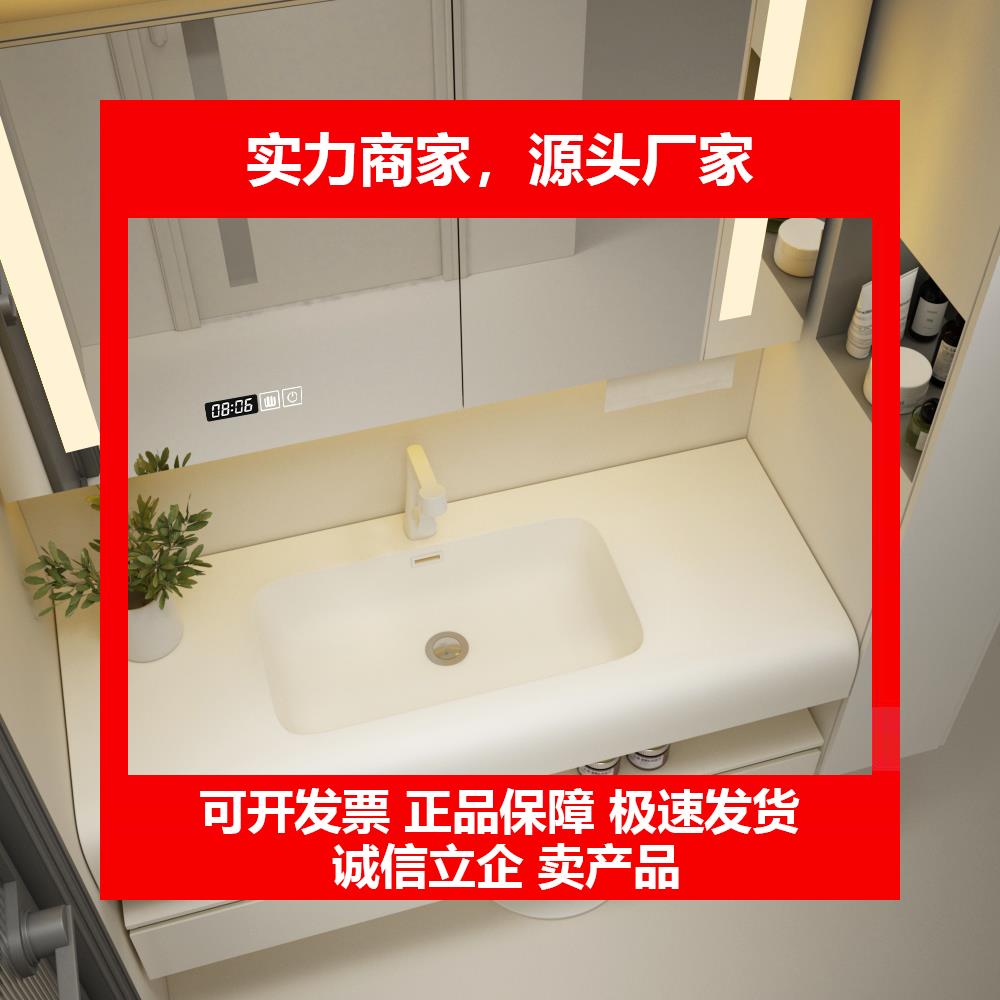 新款不锈钢烤漆浴室柜组合化妆室洗漱台肤感一体洗脸盆组合洗手池