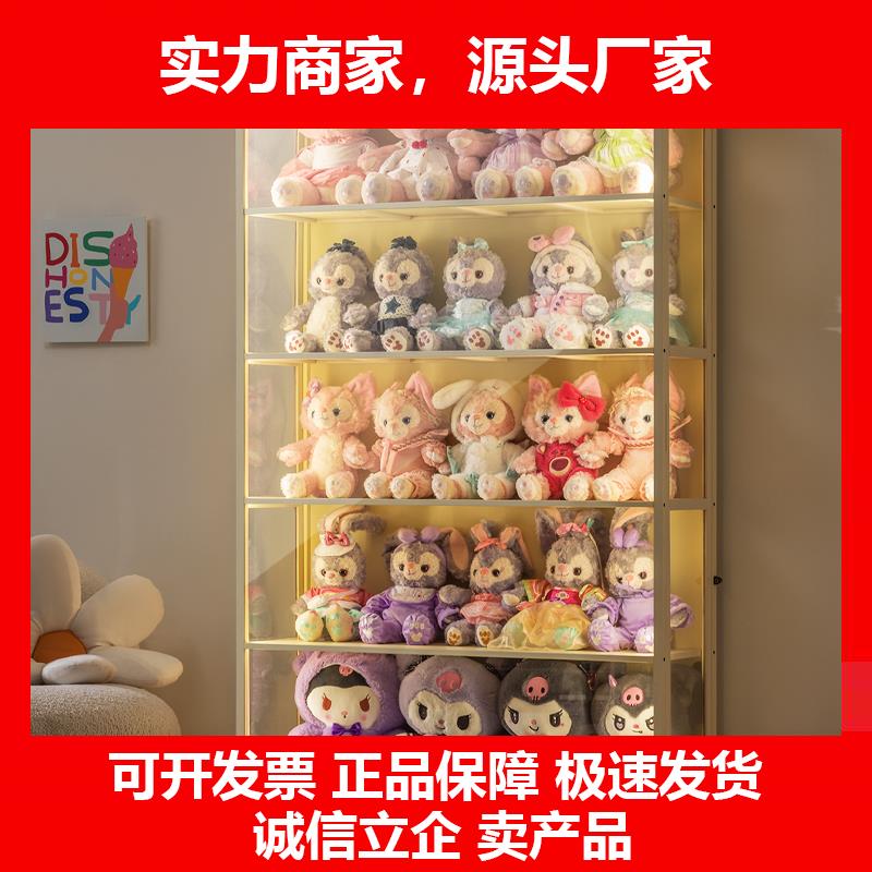 新款带灯模型展示柜娃娃收纳盒压克力透明架子毛绒玩偶公仔盲盒展