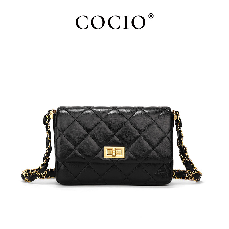 COCIO斜跨女包包2025新款高级夏百搭小香风单肩斜挎链条包CC1052