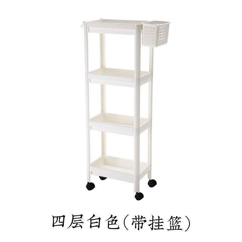 速发简约简易小推车方形储物架落地带轮子塑料收纳层架浴室厨房置