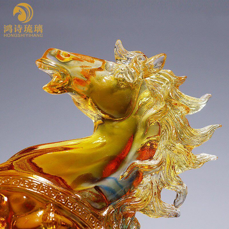 现货速发生肖马摆件琉璃工艺品马到成功客厅招财水晶装饰品送领导