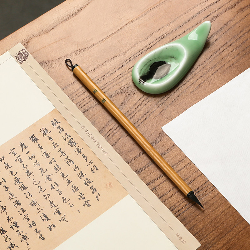 现货速发【阑珊】古法黑尖小楷毛笔纯黑紫豪野兔豪抄经蝇头小楷笔