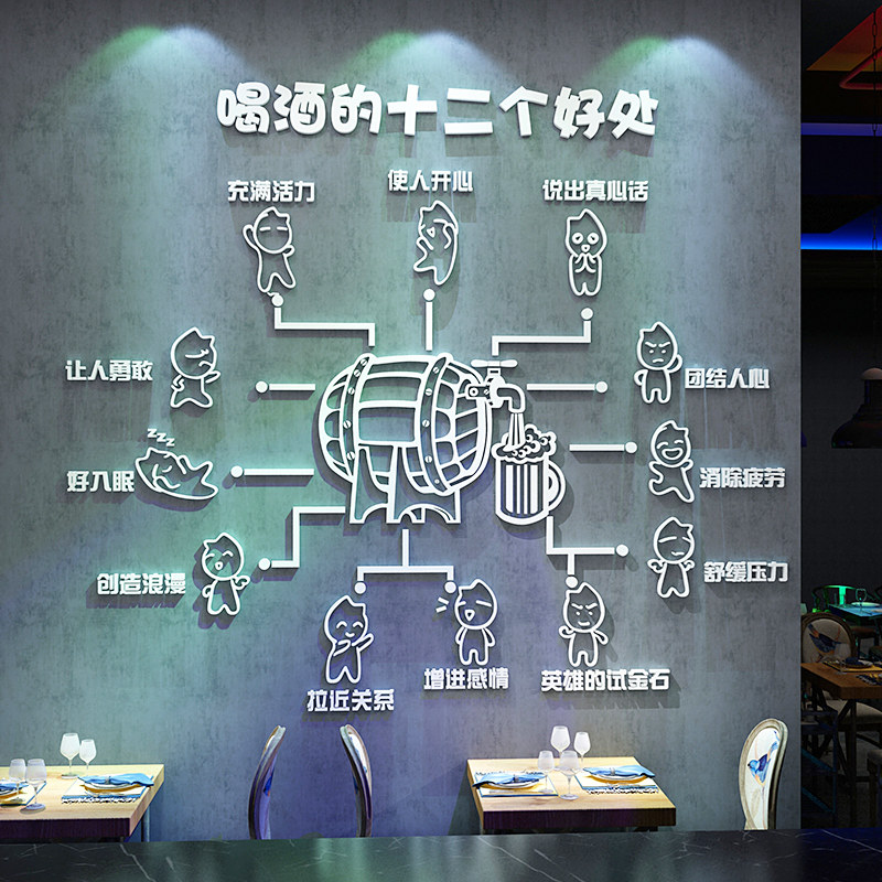 现货速发酒吧装饰品场景布置露营工业风墙面贴纸清吧小酒馆烧烤店