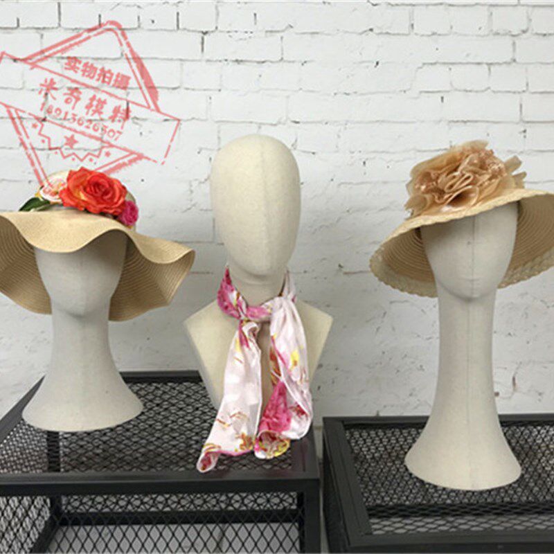 现货速发包布头模可小黑夹PU发泡模特橱窗陈列饰品头饰展示道具