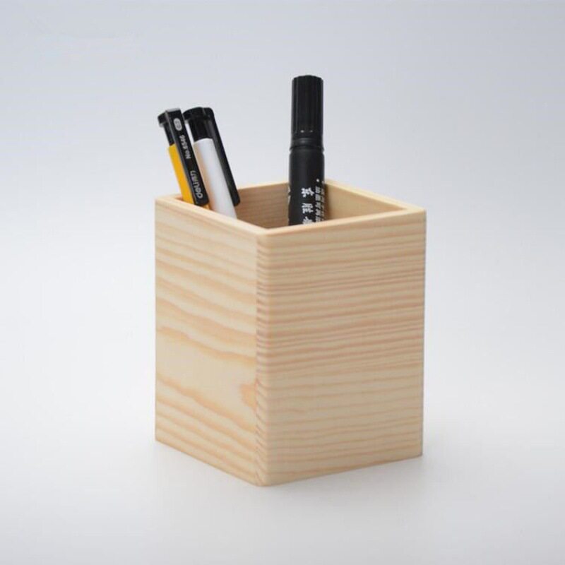 现货速发笔筒摆件实木办公用品桌面化妆刷收纳盒创意时尚学生文具