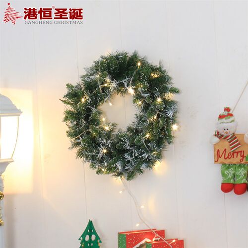 速发圣诞节装饰圣诞礼品花环挂饰绿色藤条草环场景布置派对用品