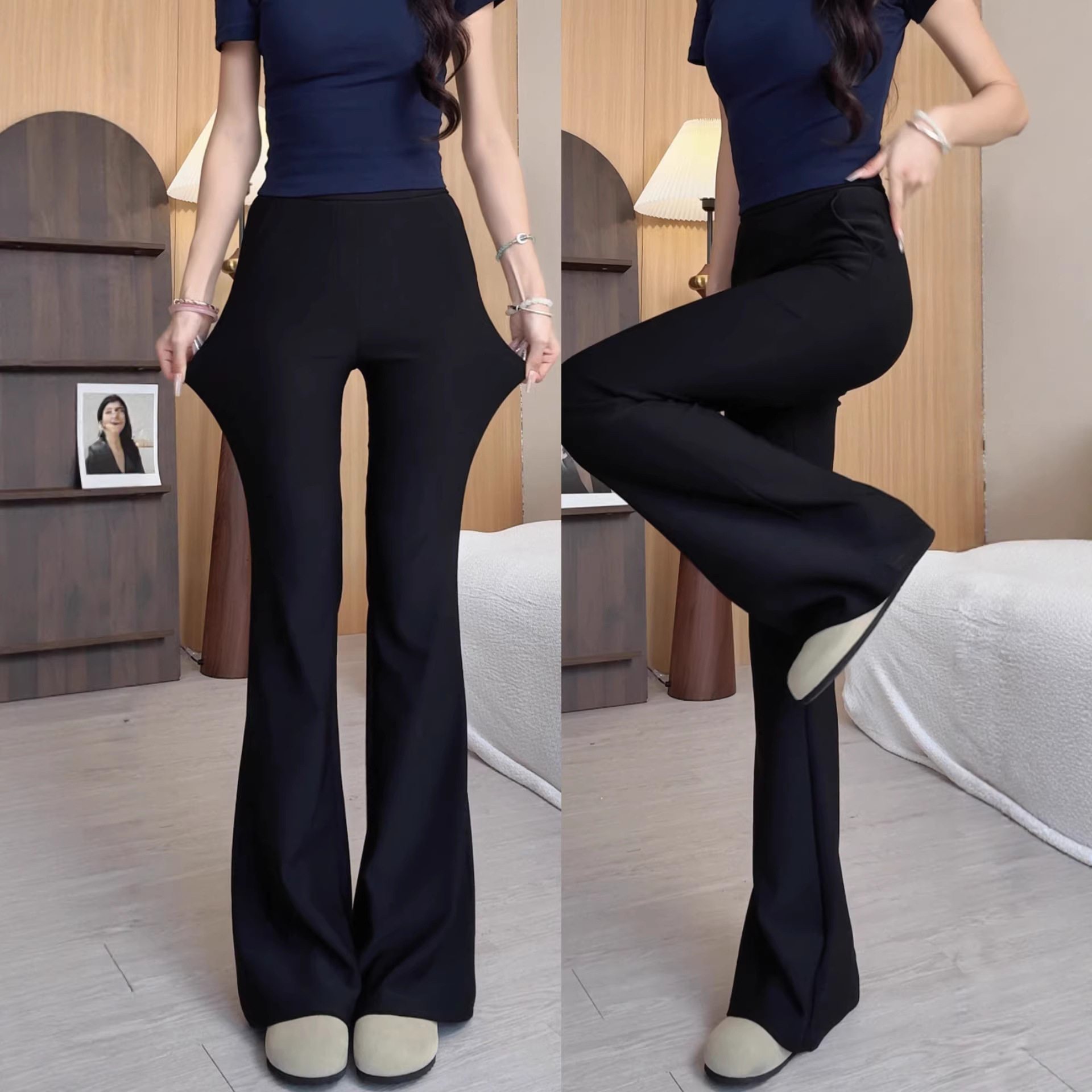 黑色微喇西装裤女2026秋季新款高腰显瘦小个子休闲胖mm大码喇叭裤