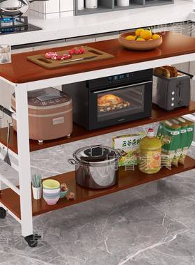 厨房切菜桌家带轮子小长F76HM879桌子多能置物用桌长简易多层方形