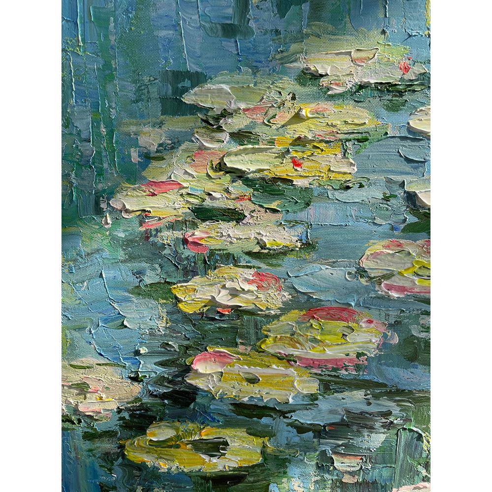 莲睡纯绘手油画中古风复古法式式莫奈美shuiL-01装饰画竖