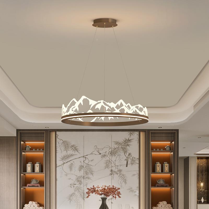 新中中式吊灯圆环性形圆代圈吊灯现客厅灯国风餐厅灯茶室YSL3154