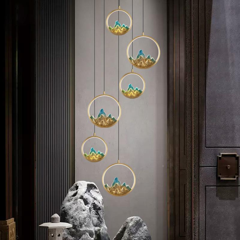 全铜新中式楼梯灯中国复式别墅酒店旋转楼风卧8032梯室茶餐室厅长