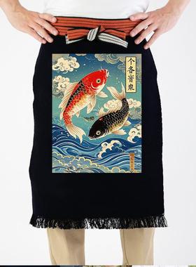 条波点围裙庭家厨房专用装SWN日式纹防油防水烘焙工作服套‌