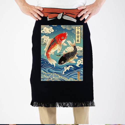 条波点围裙庭家厨房专用装SWN日式纹防油防水烘焙工作服套‌