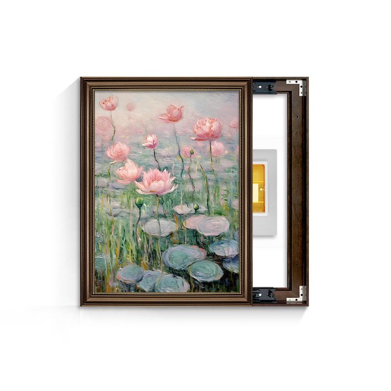 美式电箱装饰画莫奈睡荷花电盒配电箱表遮DY839049挡挂闸画欧式复图片