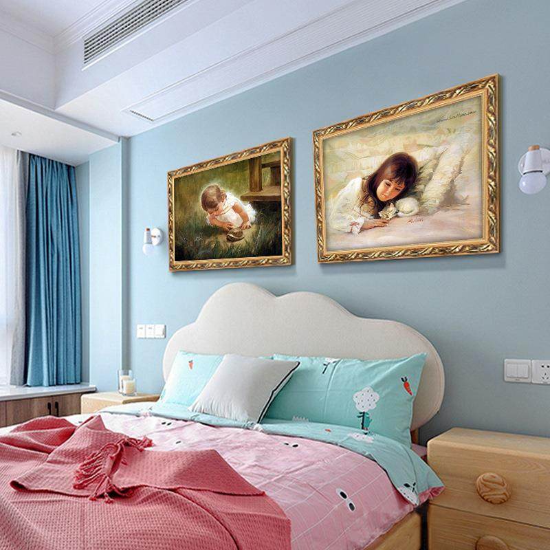 儿童房饰画女ARI孩墙画男孩卧床头壁室画房创意油装画间可爱动物