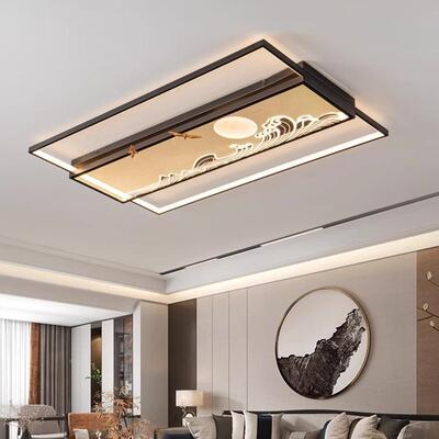 套新中式餐灯具长形方客厅灯简约LED吸顶灯茶室TRQ餐厅室灯书房卧