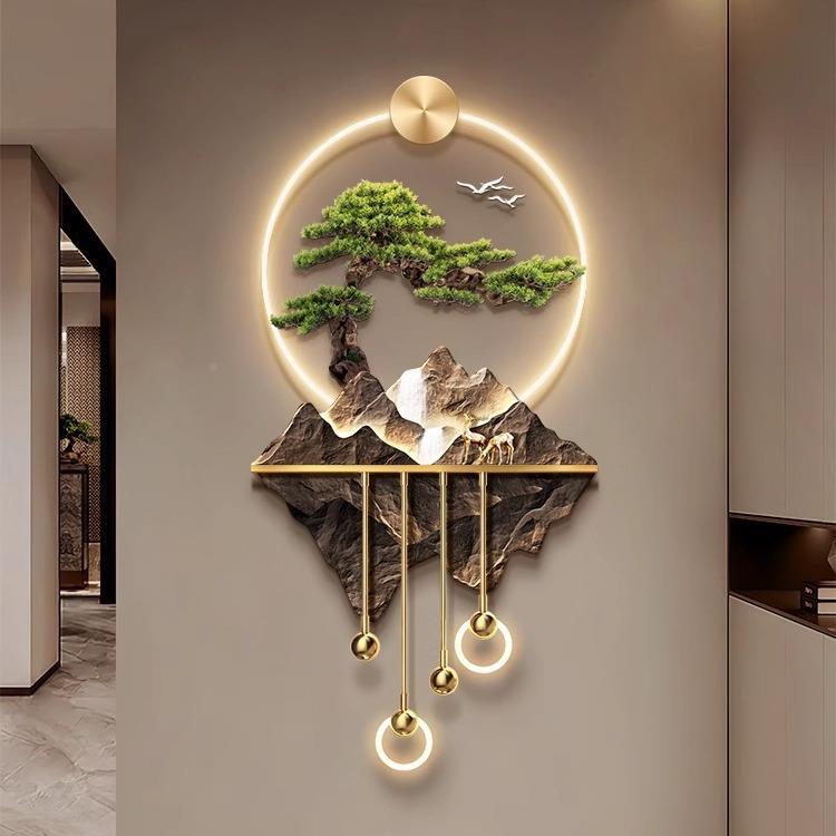 现代轻奢流JJT寓水生走财玄关带灯装饰画入户廊梯楼壁画高档意好