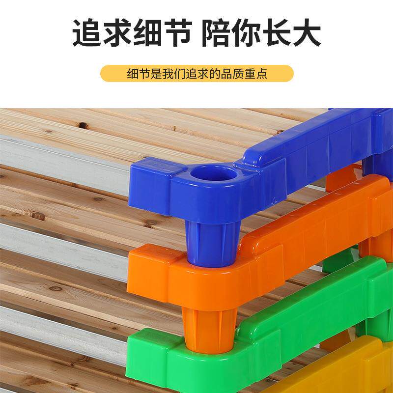 幼儿园宝儿童早教单人叠小叠宝塑料PYF木床板托管床午休睡床