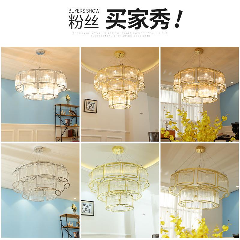 复式楼多层玻璃棒吊灯后现代简约客厅餐厅别墅样板房卧室装饰灯具