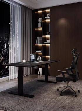 高电机电14559动升质降桌学马鞍皮老板桌电脑桌习桌简品约书桌工