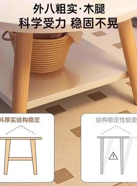 现木腿茶几家用小户型出租屋用约吃实QZO饭桌子简代椭圆形原木风