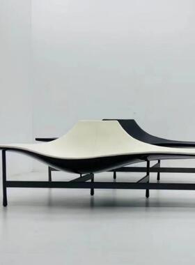 简约单人闲厅躺椅沙发单椅客懒休人设计师极简棉麻QLN布休闲椅皮