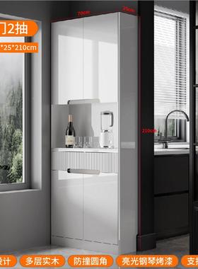 ZG-73935超薄简约边柜白色烤极窄餐高柜靠墙一体厨房置物收纳茶酒
