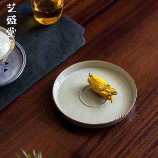 蜜合用釉碗手工浮雕缠枝莲壶承干泡台家陶古瓷盖茶壶托蜜合釉浮盘