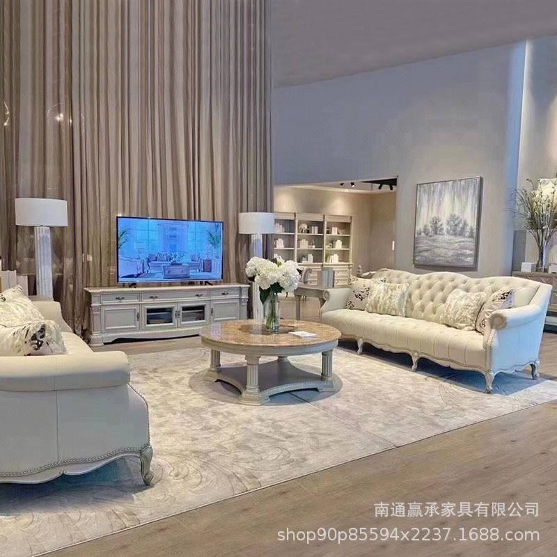 美式图尔乐章家具art沙发组合法式复古实木雕花客厅三人整装沙发