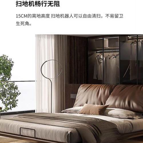 奢现代悬床主卧室饱轻简满靠背约意式ZEG极简床网红软包悬浮浮床