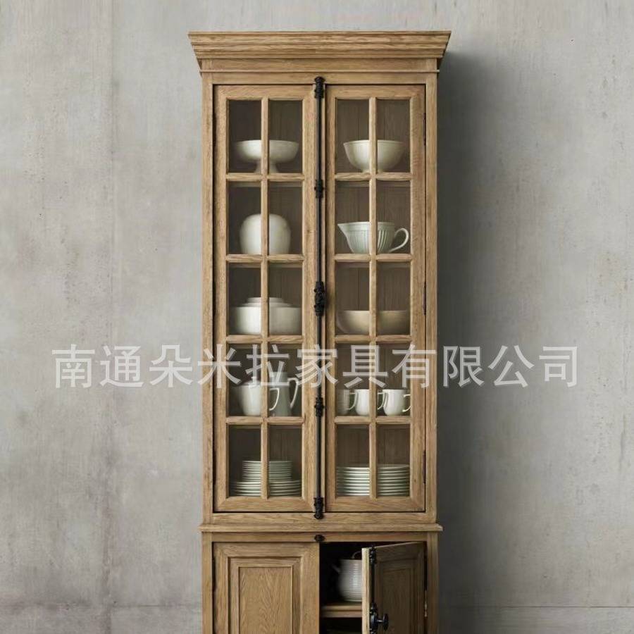 美式现代简约玻璃门储物收纳展示柜多用双门四门餐厅酒柜餐边柜