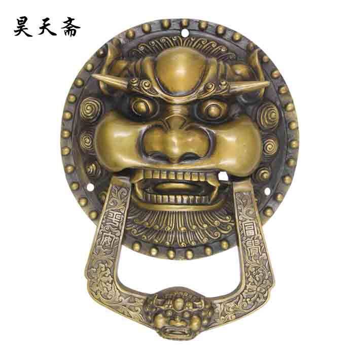 昊天斋新中式古典大门铜门环仿古拉手兽头俯首五金家具配件