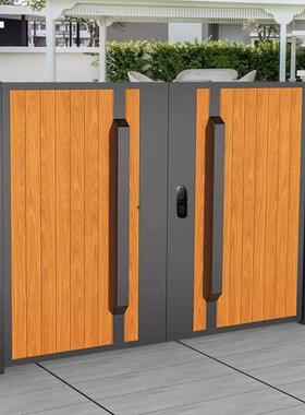 庭院宿大门现代花门铝合金门别墅大门园中式NEA户外木纹门乡村民