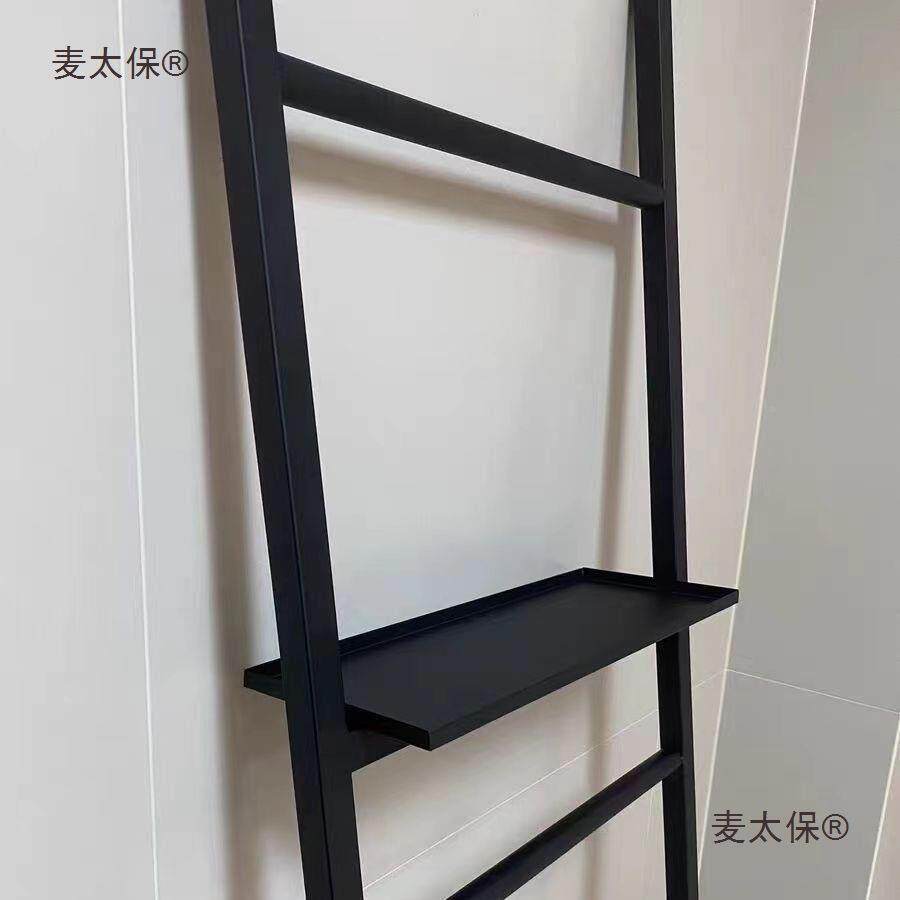 落地PVY式毛形巾架收纳架简约免巾浴挂衣架打孔浴室梯卫生间置麦