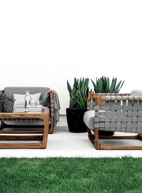 户藤酒编沙发外室庭院柚tb-66960木家具防雨外防晒店别墅阳扶手椅