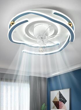 创卧室吸顶风扇餐灯新款摇头奶776油风d客厅厅现代le带意风扇吸顶