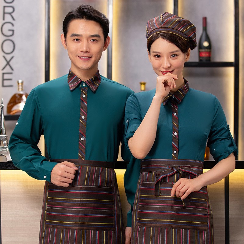 速发酒店服务员工作服男长袖春秋冬装时尚衬衣西餐厅火锅店制服