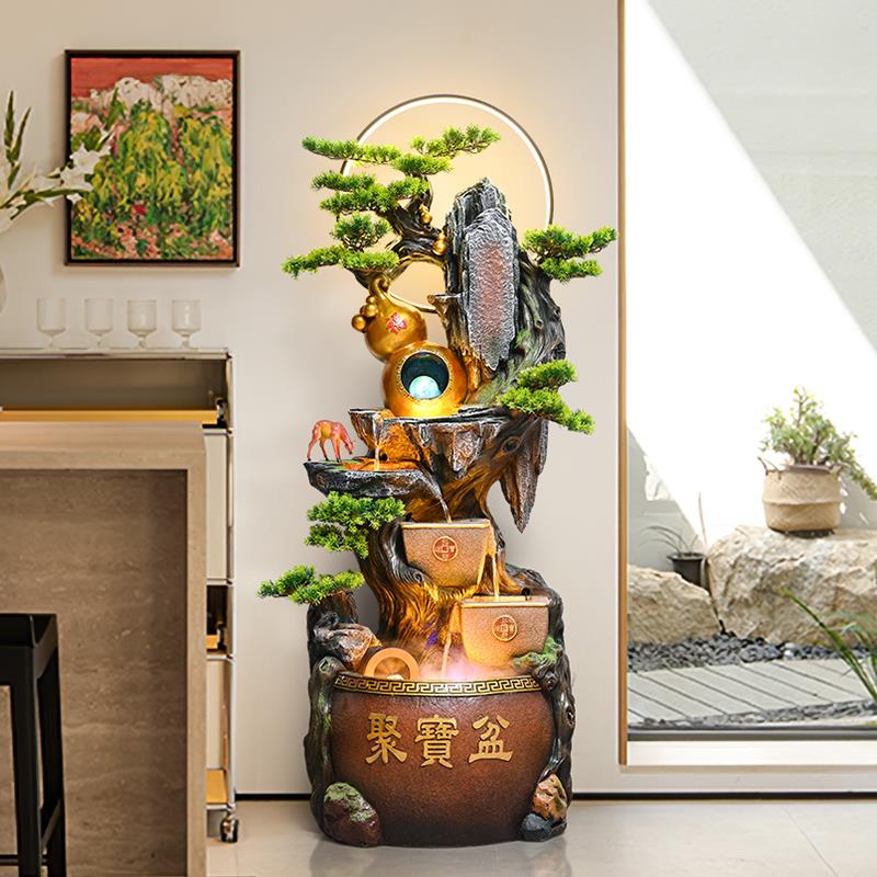 高山流水摆件循环水客厅招财葫芦风水轮电视柜旁办公室水景观装饰