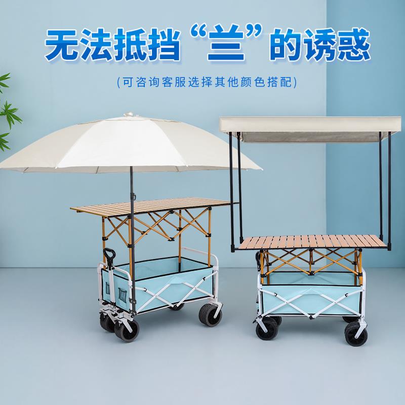 夜市移动摊位展示架烤肠专用摆摊小推车户外露营野餐遮阳伞手推车