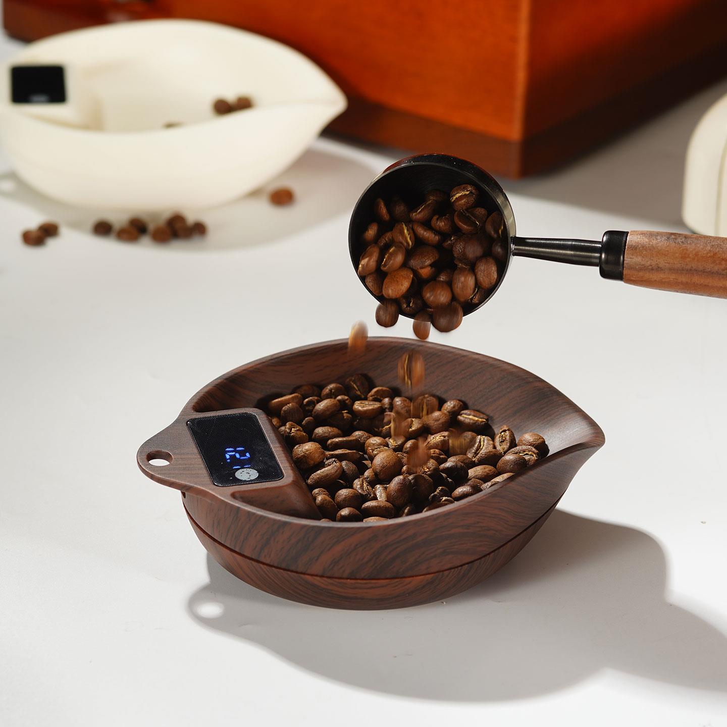 手冲电子称豆盘意式咖啡称重展示盘ABS木纹咖啡豆秤豆碟咖啡器具