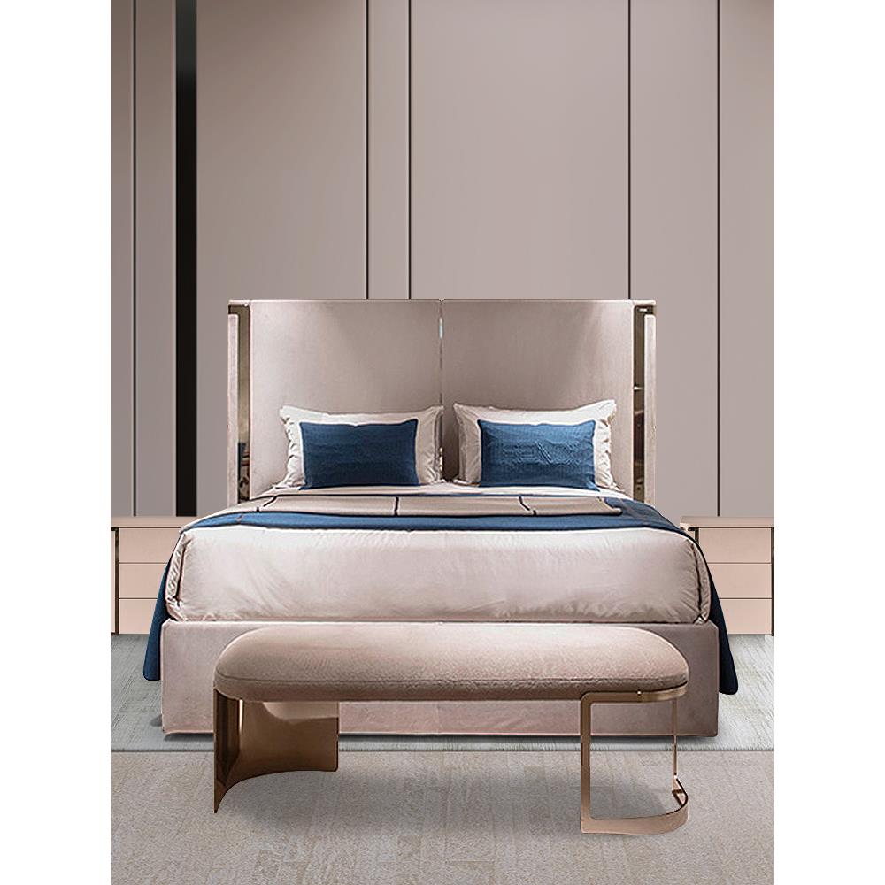 fend床意式轻奢双人床主卧房意大利床高背床设计师高级定制芬迪