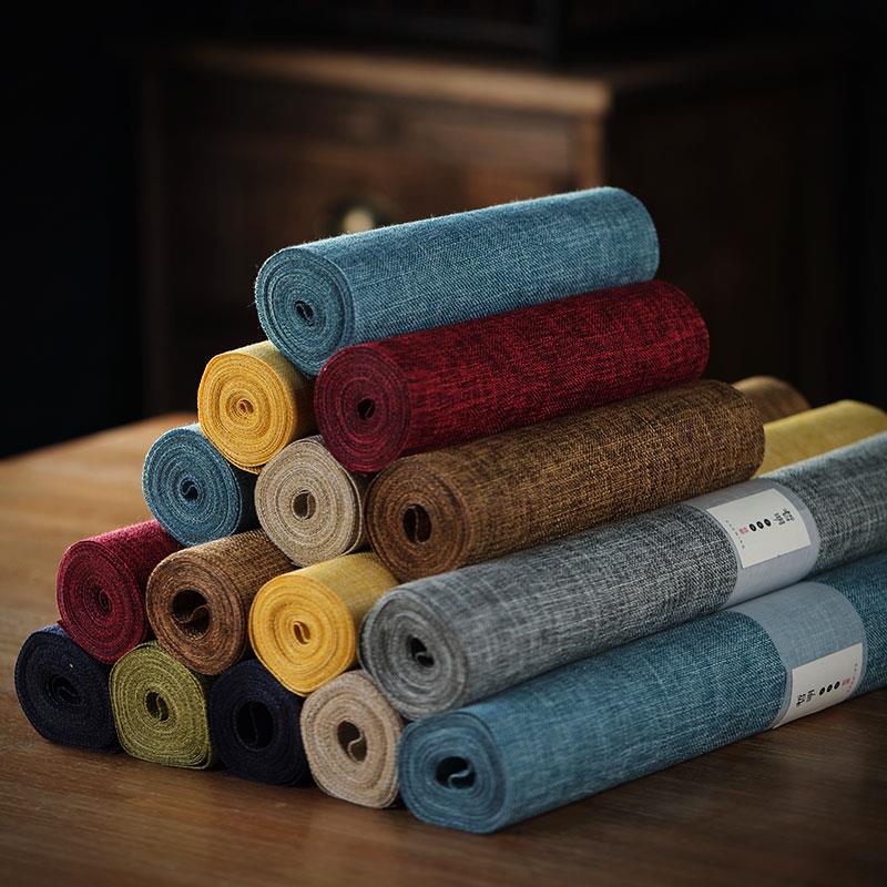 禅意麻纹茶席台湾纯色高端防水茶帘棉麻布茶桌旗茶台茶垫茶具套装