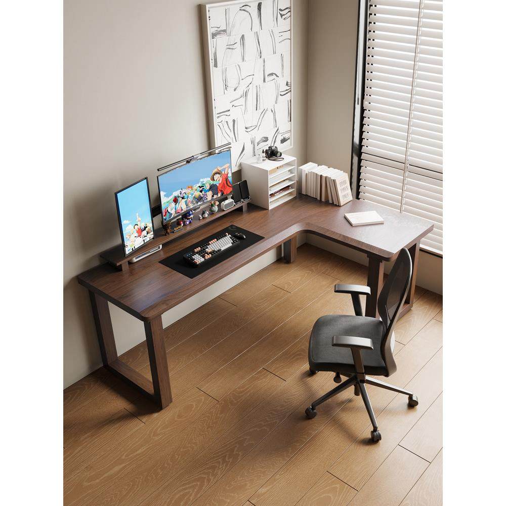 实木腿口字转角桌七字型书桌家用L型电脑桌拐角办公桌卧室工作台,住宅家具,转角桌,淘宝优惠券,粉丝福利购,淘宝优惠卷