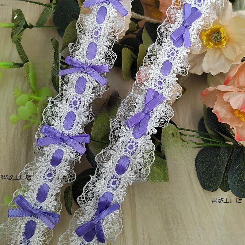 现货速发蝴蝶结花边穿织带蕾丝褶皱婚纱下摆裙窗帘衣领洛丽塔布偶