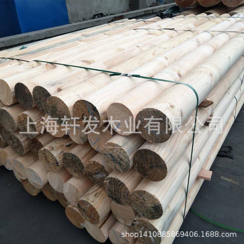 现货速发防腐木圆木柱子古建房梁木方杉木原木条户外实木板材松木