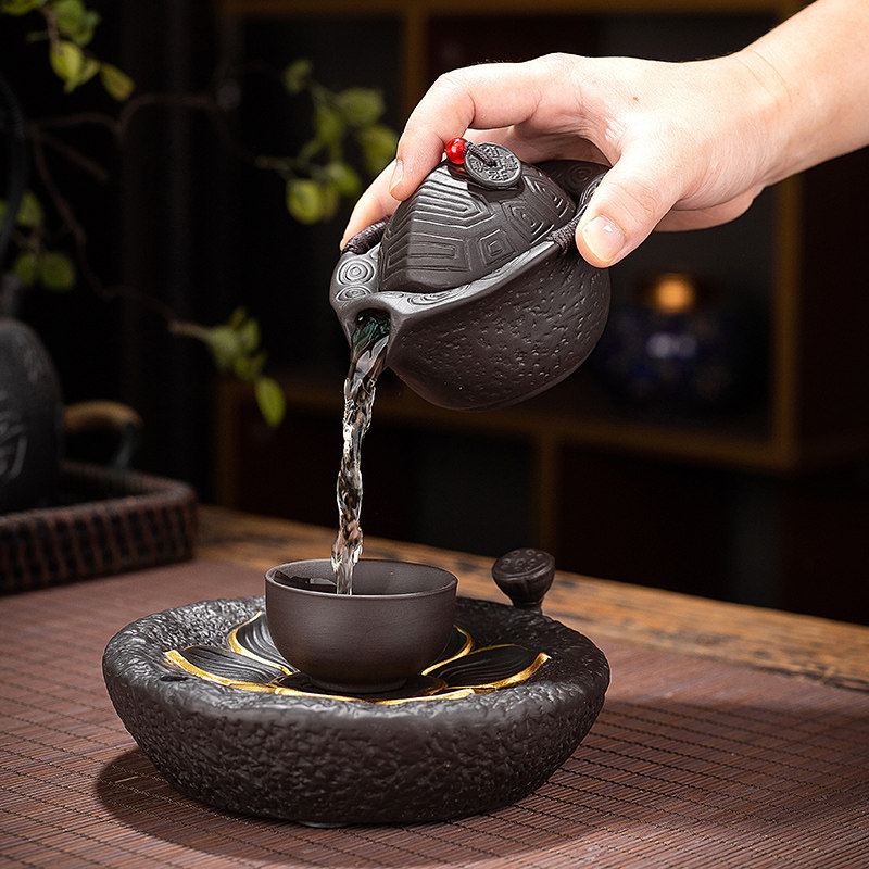 现货速发紫砂茶壶富甲一方原矿紫泥壶承龟壳手抓壶泡茶壶功夫手工