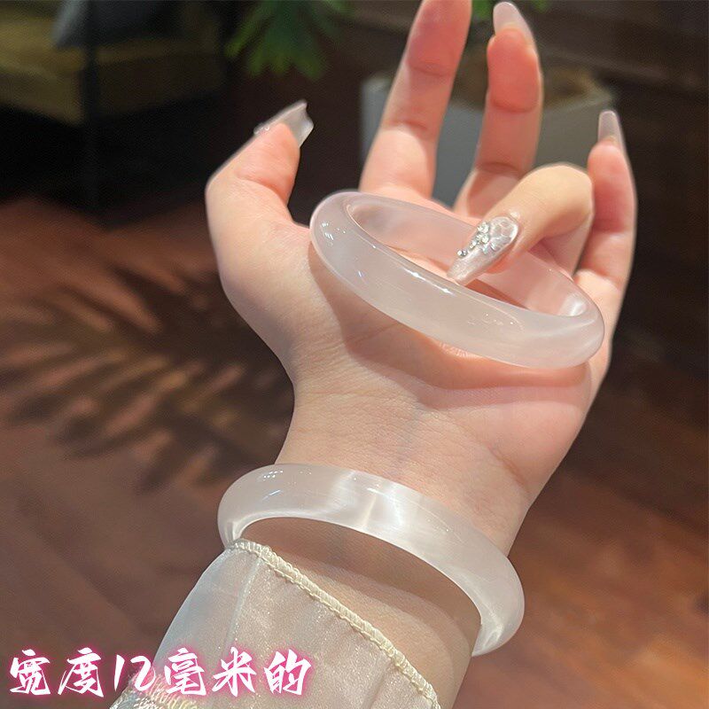 现货速发白月光手镯高冰种荔枝冻玉髓高级感石英岩玉石国风新中式