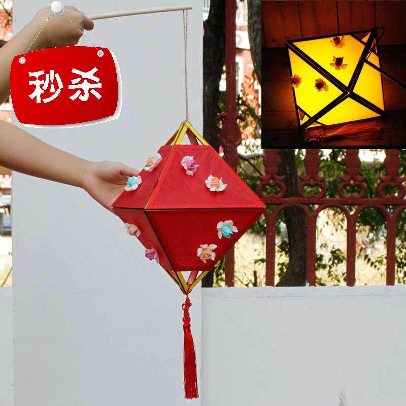 现货速发春节灯笼六角宫灯儿童iy灯笼材料包手工制作花灯挂饰公司